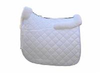 White Contoured Dressage pad with sheepskin 5 web